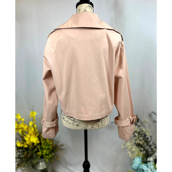 Elodie Eleanor Cropped Buckle Cuff Trench Coat Baby Pink size M - Picture 8 of 12